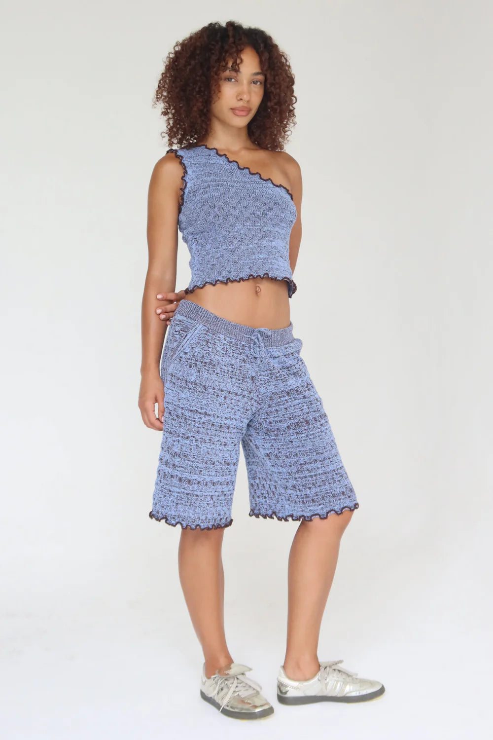 HIBISCUS ONE-SHOULDER KNIT TOP